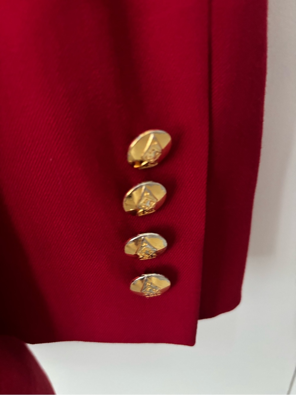Vintage Cherry Red Austin Reed wool double-breasted blazer gold-tone buttons 8 - Picture 3 of 11